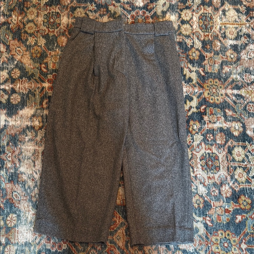 COS Gray Wool Wide Leg Cropped Dress Pants